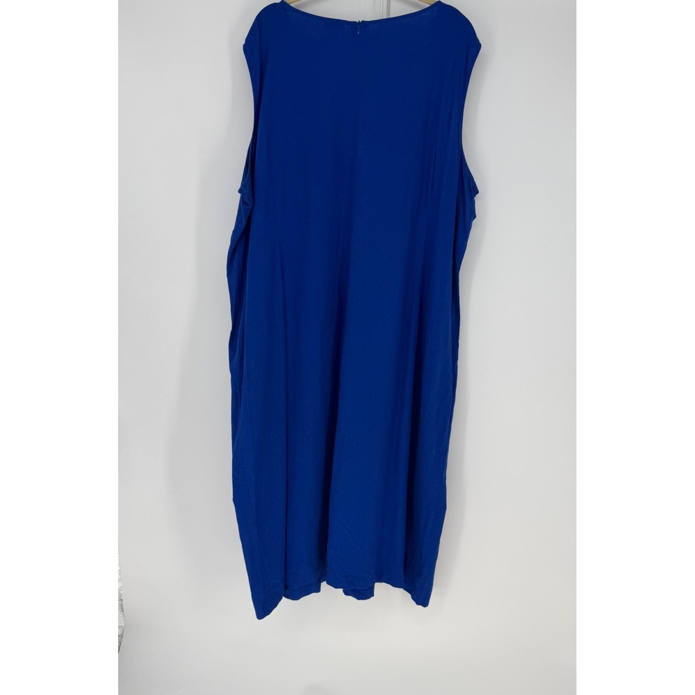 I.S.C. Maxi Dress Womens 4X Blue Linen Floral Embroidered Lagenlook Boho Vintage - Picture 7 of 9